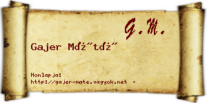 Gajer Máté névjegykártya